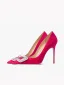 Inhabituel Fushia Daim Faux Diamant Promo Escarpins 2024 Cuir 10 cm Talons Aiguilles À Bout Pointu Escarpins Talons Hauts