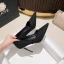 Fashion Black Evening Party Pumps 2023 Leather 8 cm Stiletto Heels Pointed Toe Pumps High Heels