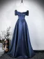 Modest / Simple Black Evening Dresses  2026 A-Line / Princess Off-The-Shoulder Short Sleeve Backless Floor-Length / Long