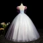 Elegant Sky Blue Rhinestone Sequins Appliques Lace Flower Prom Dresses 2023 Ball Gown Scoop Neck Puffy Short Sleeve Backless Floor-Length / Long Formal Dresses