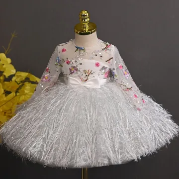 Fée Des Fleurs Blanche Appliques En Dentelle Fleur Perlage Paillettes Gland Anniversaire Courte Robe Ceremonie Fille 2025 Encolure Dégagée Tulle