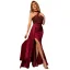 Sexy Burgunderrot Satin Pailletten Abendkleider 2023 Meerjungfrau Neckholder Ärmellos Rückenfreies Gespaltete Front Lange Abend Festliche Kleider