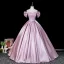 Elegante Rosa Satin Ballkleider 2026 Ballkleid Off Shoulder Kurze Ärmel Rückenfreies Lange Festliche Kleider