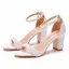 Elegante Weiß Perle Brautschuhe 2024 7 cm Thick Heels Knöchelriemen Peeptoes Hochzeit Sandaletten Hochhackige