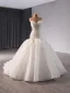 Haut de Gamme Blanche Fait main Perlage Paillettes Trompette / Sirène Robe De Mariée 2024 Bustier Sans Manches Dos Nu Tribunal Train Mariage