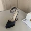 Sexy Fuchsia Cocktail Party Evening Party Satin Womens Sandals 2023 Rhinestone Ankle Strap 13 cm Stiletto Heels Pointed Toe Sandals High Heels