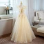 Charming Champagne Beading Sequins Prom Dresses 2022 Ball Gown V-Neck Sleeveless Backless Floor-Length / Long Prom Formal Dresses