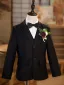 Noire 6 pièces Manches Longues Costume Garçon Mariage 2024 Mariage Bijoux De Corps Manteau Pantalon Chemise Cravate Gilet