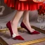 Chic / Belle Bordeaux Perle Chaussure De Mariée 2023 8 cm Talons Aiguilles À Bout Pointu Mariage Escarpins Talons Hauts