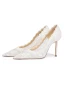 Elegant White Lace Flower Wedding Shoes 2024 8 cm Stiletto Heels Pointed Toe Wedding Pumps High Heels
