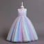 Chic / Beautiful Blushing Pink Butterfly Appliques Rainbow Birthday Flower Girl Dresses 2024 Ball Gown Scoop Neck Sleeveless Bow Sash Floor-Length / Long