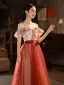 Charmant Rouge Perlage Paillettes Robe De Soirée 2022 Princesse De l'épaule Sans Manches Dos Nu Longue Soirée Robe De Ceremonie