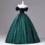 Vintage Dunkelgrün Ballkleider 2026 Ballkleid Off Shoulder Geschwollenes Kurze Ärmel Rückenfreies Lange Festliche Kleider