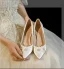 Chic / Beautiful White Satin Pearl Sequins Flower Wedding Shoes 2024 8 cm Stiletto Heels Pointed Toe Wedding Pumps High Heels