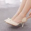 Eleganta Aprikos / Beige Pärla Brudskor 2023 Spetsiga 7 cm Stilettklackar Bröllop Sandaler Högklackade