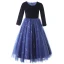 Vintage / Retro Navy Blue Suede Birthday Flower Girl Dresses 2022 Ball Gown Scoop Neck Long Sleeve Sequins Floor-Length / Long Flower Girl Dresses