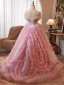Lovely Blushing Pink Sequins Pleated Prom Dresses 2024 Ball Gown Off-The-Shoulder Sleeveless Backless Prom Formal Dresses