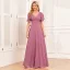 Modest / Simple Royal Blue Prom Dresses 2024 A-Line / Princess V-Neck Short Sleeve Backless Floor-Length / Long Prom Formal Dresses