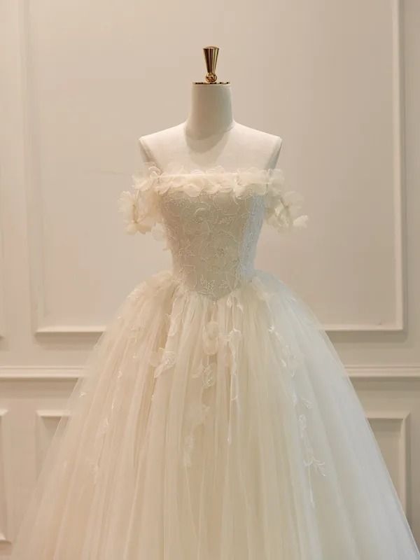 Haut de Gamme Élégant Champagne Fait main Perlage Appliques Robe De Mariée 2026 Princesse Bustier Sans Manches Dos Nu Longue