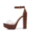 Sexy Transparent Schwarz Abend Sandalen Damen 2022 Knöchelriemen 12 cm Thick Heels Peeptoes Sandaletten Hochhackige