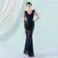 Sparkly Black Sequins Evening Dresses 2022 Trumpet / Mermaid V-Neck Beading Sleeveless Floor-Length / Long Evening Party Formal Dresses