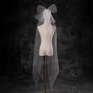 Inhabituel Blanche Noeud Tulle Voile De Mariée 2025