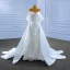 Charming White Trumpet / Mermaid Wedding Dresses 2022 Off-The-Shoulder Puffy Short Sleeve Backless Beading Pearl Sequins Floor-Length / Long Wedding