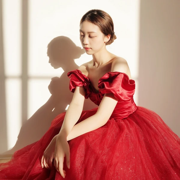 Chic / Beautiful Red Prom Dresses 2024 A-Line / Princess Off-The-Shoulder Bow Short Sleeve Backless Floor-Length / Long Prom Formal Dresses