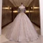 Elegant Purple Prom Dresses 2022 Ball Gown Scoop Neck Beading Sequins Short Sleeve Backless Floor-Length / Long Formal Dresses