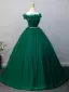 Vintage Dunkelgrün Strass Ballkleider 2025 A Linie Off Shoulder Ärmellos Rückenfreies Lange Ball Festliche Kleider