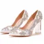 Charmant Blanche Cristal Chaussure De Mariée 2022 9 cm Talons Épais Faux Diamant À Bout Pointu Mariage Escarpins Talons Hauts