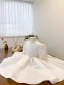 Chic / Beautiful White Pearl Bow Birthday Short Flower Girl Dresses 2023 A-Line / Princess Scoop Neck Short Sleeve