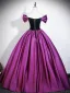 Y2K-Inspired Purple Prom Dresses 2026 Ball Gown Off-The-Shoulder Short Sleeve Backless Floor-Length / Long Formal Dresses