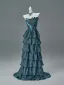 Haut de Gamme Vert Foncé Perlage Volants en Cascade Robe De Soirée 2026 Princesse Bustier Sans Manches Dos Nu Longue Robe De Ceremonie