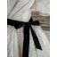 Fashion White Bow Sash Prom Dresses 2024 A-Line / Princess Off-The-Shoulder Puffy Short Sleeve Backless Floor-Length / Long Prom Formal Dresses