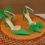 Chic / Beautiful Green Prom Bow Womens Shoes 2023 Ankle Strap 8 cm Stiletto Heels Pointed Toe High Heels