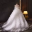 Fashion White Tassel Cascading Ruffles Wedding Dresses 2023 Ball Gown Strapless Pearl Sleeveless Backless Court Train Wedding
