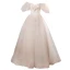 Illusion White Prom Dresses 2022 A-Line / Princess Square Neckline Bow Puffy Short Sleeve Backless Floor-Length / Long Prom Formal Dresses