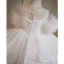 Charming White Beading Sequins Pearl Rhinestone Cascading Ruffles Flower Girl Dresses 2023 Ball Gown Scoop Neck Short Sleeve Sweep Train Birthday Flower Girl Dresses