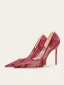 Charmant Bordeaux Avond Kanten Pailletten Pumps 2025 10 cm Naaldhakken / Stiletto Spitse Neus Pumps Hoge Hakken