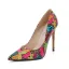 Schick Multifarben Gekritzel Strassenmode Weiß Pumps 2023 12 cm Stilettos Spitzschuh Pumps Hochhackige