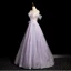 Charming Lavender Beading Pearl Sequins Prom Dresses 2024 Off-The-Shoulder A-Line / Princess Sleeveless Backless Floor-Length / Long Prom Formal Dresses