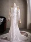 Élégant Blanche Perle En Dentelle Fleur Robe De Mariée 2026 Trompette / Sirène De l'épaule Manches Longues Dos Nu Train De Balayage