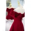 Elegant A-Line / Princess Red Engagement Prom Dresses 2021 Off-The-Shoulder Crossed Straps Floor-Length / Long Ruffle Satin Formal Dresses