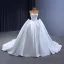 High-end Ivory Lace Flower Satin Wedding Dresses 2023 Ball Gown Strapless Sleeveless Backless Royal Train Wedding