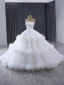 Fashion High-end White Cascading Ruffles Wedding Dresses 2024 Ball Gown Strapless Sleeveless Backless Floor-Length / Long Wedding
