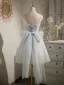 Fashion Grey Birthday Party Dresses 2022 A-Line / Princess Spaghetti Straps Beading Pearl Sequins Sleeveless Backless Bow Floor-Length / Long Cocktail Party Formal Dresses