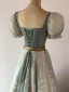 Illusion Gris Perlage Perle Faux Diamant Robe De Soirée 2023 Princesse Encolure Carrée Manches Courtes Dos Nu Noeud Ceinture Longue Soirée Robe De Ceremonie