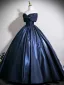 Vintage Marino Oscuro Satén Vestidos de gala 2025 Ball Gown Bowknot Sin Tirantes Sin Mangas Sin Espalda Largos Vestidos Formales