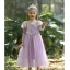 Lovely Lavender Birthday Flower Girl Dresses 2023 A-Line / Princess Square Neckline Short Sleeve Floor-Length / Long Flower Girl Dresses
